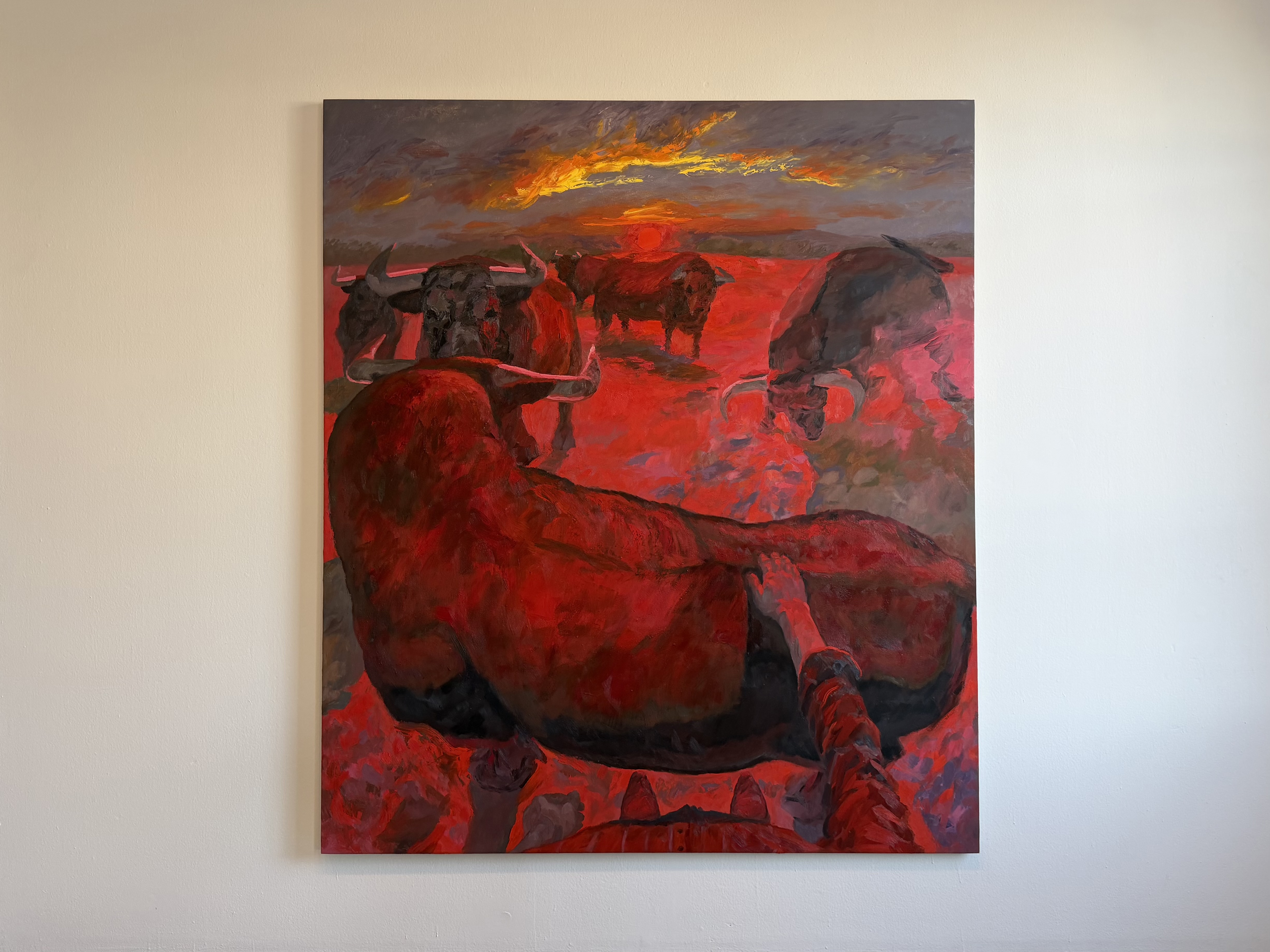 Red painting from Bryan Ali Sanchez's Raíces en el Campo at Bread & Salt